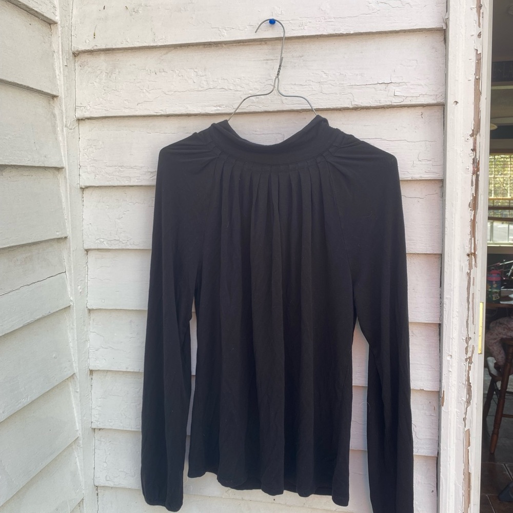 Michael Kors Black Pleated Long Sleeve Blouse